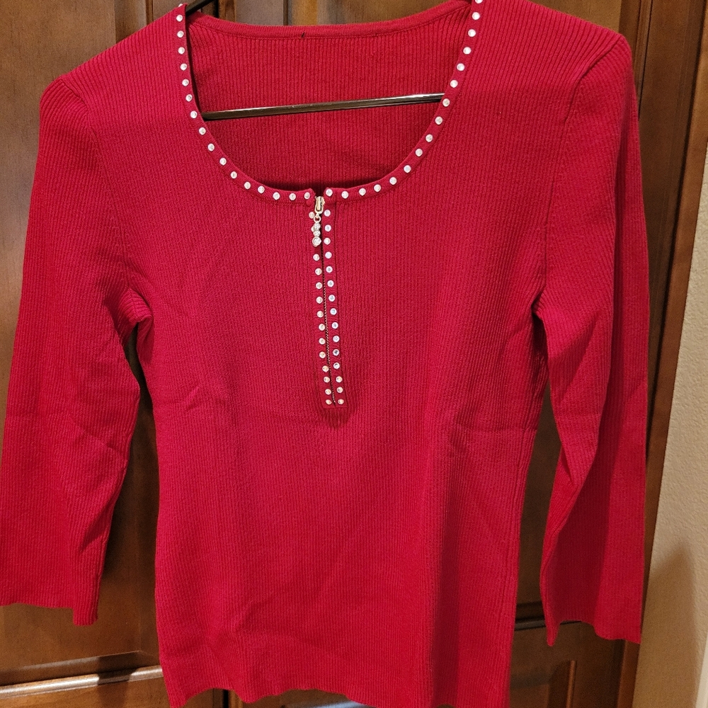 Giani Bernini Red Jeweled Sweater